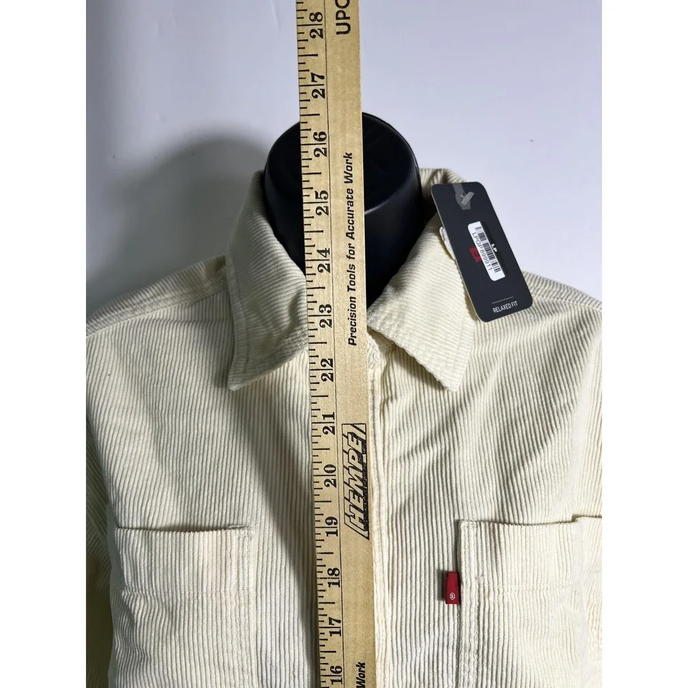Levi's Corduroy Shirt Womens XS White Button Front Long Sleeve‎ Relaxed Fit Top